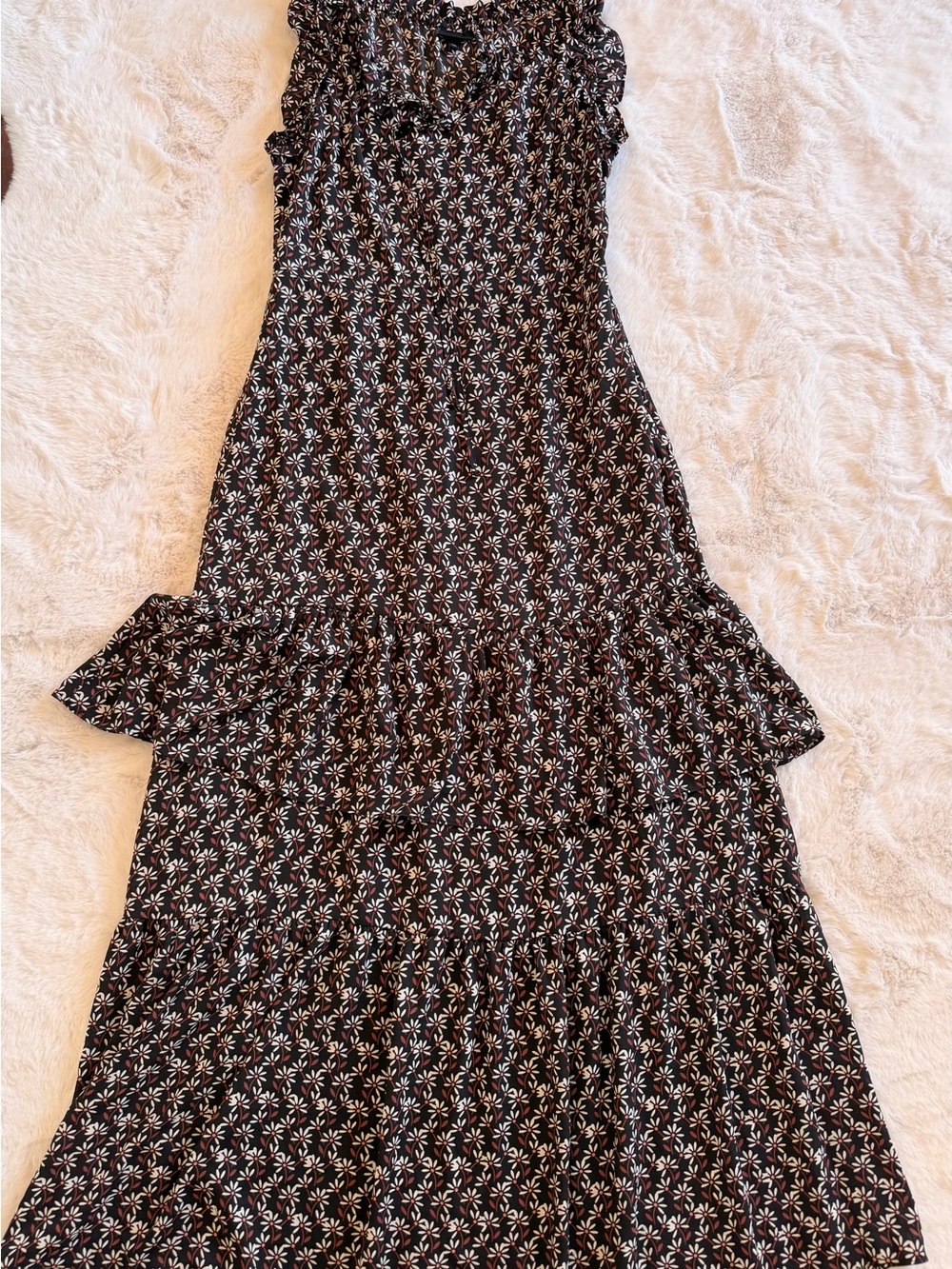 Who What Wear Black Maxi Dress with Small Floral Print